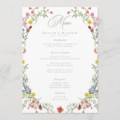 Menu Elegant Dusty Sage Pastel Wildflower Crest Wedding (Devant)