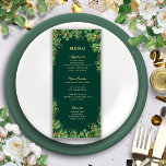 Menu Élégant Emerald Green & Gold Rustic Mariage<br><div class="desc">Ces menus de diner vert émeraude et or mariage présentent une élégante végétation d'eucalyptus de part et d'autre. Tapez vos noms,  dates et cours pour créer des menus mariages élégants pour un mariage à thème botanique bijou au printemps,  à l'été ou à l'automne.</div>