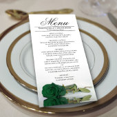 Menu Élégant Emerald Green Rose Réflexions Mariage