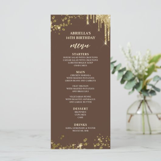 Menu Elegant en Fun Brown and Gold (Staand voorkant)