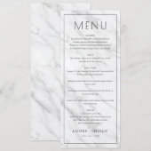 Menu Élégant en Marbre Blanc (Devant / Derrière)