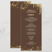 Menu élégant et amusant marron et or (Devant / Derrière)