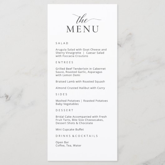 Menu élégant et carte boisson moderne (Devant)