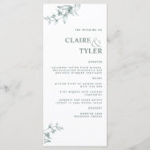 Menu Élégant et Chic de Mariage Vert Moderne (Devant)