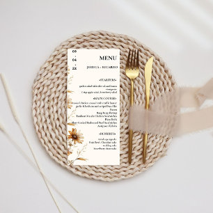 Menu Élégant et chic Fleur sauvage ivoire table Mariage