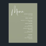 Menu Élégant et moderne mariage vert Sage<br><div class="desc">Une typographie moderne et une couleur verte sage tendance pour votre papeterie mariage : choisissez cette suite de mariage simple et élégante. Entièrement personnalisable : vous pouvez modifier l'arrière - plan ainsi que la couleur du texte comme vous le souhaitez.</div>