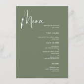 Menu Elégant et moderne mariage vert sauge (Devant)