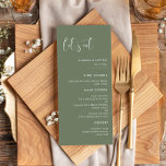 Menu Elégant et moderne sauge foncé vert Let's eat mari<br><div class="desc">Mangeons ! menu mariage ou réception. Une typographie moderne et une couleur verte sage tendance pour votre papeterie mariage : choisissez cette suite de mariage simple et élégante. Entièrement personnalisable : vous pouvez modifier l'arrière - plan ainsi que la couleur du texte comme vous le souhaitez.</div>