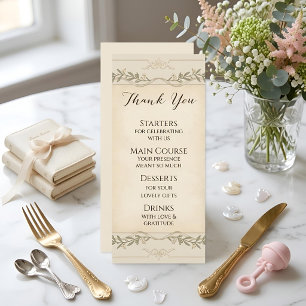 Menu élégant et neutre pour une baby shower