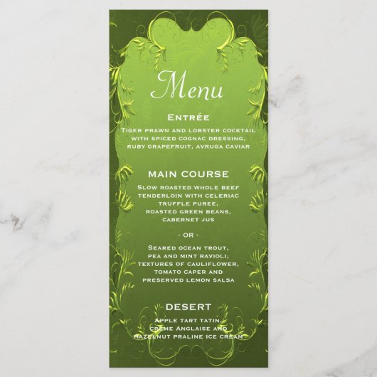 Menu élégant et vert pour une réception de mariage (Devant)