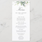 Menu Elégant Eucalyptus Feuille Mariage or vert (Devant)