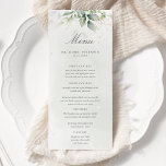 Menu Elégant Eucalyptus Feuille Mariage or vert<br><div class="desc">Belles cartes de menu mariage avec des eucalyptus à l'aquarelle et des feuilles d'or. Un choix parfait pour les mariages du printemps et de l'été.</div>