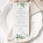 Menu Elégant Eucalyptus Feuille Mariage or vert<br><div class="desc">Belles cartes de menu mariage avec des eucalyptus à l'aquarelle et des feuilles d'or. Un choix parfait pour les mariages du printemps et de l'été.</div>