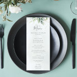 Menu Elégant Eucalyptus Feuille Mariage or vert<br><div class="desc">Belles cartes de menu mariage avec des eucalyptus à l'aquarelle et des feuilles d'or.</div>