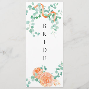 Menu Élégant Eucalyptus Green Peach Floral Chaise Signa