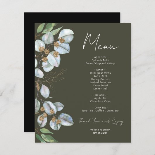 Menu Elegant Eucalyptus Greenery Event (Voorkant / Achterkant)