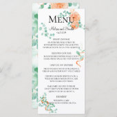 Menu Elégant Eucalyptus Peach Floral (Devant / Derrière)