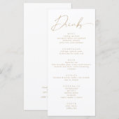 Menu Elégant Faux Gold Script Calligraphie Boissons Men (Devant / Derrière)