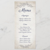 Menu Élégant Feuille doux Mariage de script (Devant)