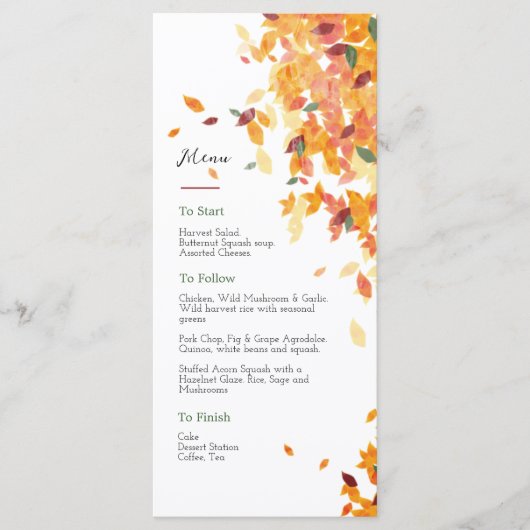 Menu Élégant Feuilles d'Auburn (Devant)