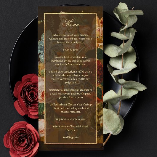 Menu Elegant Fine Art Floral Still Life Wedding