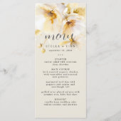 Menu Élégant Fleur Or Blanc Mariage Sable (Devant)