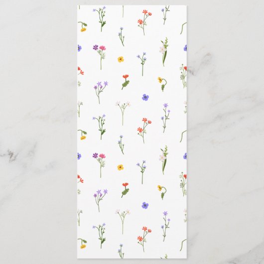 Menu Élégant fleur sauvage Boho Mariage de script (Dos)