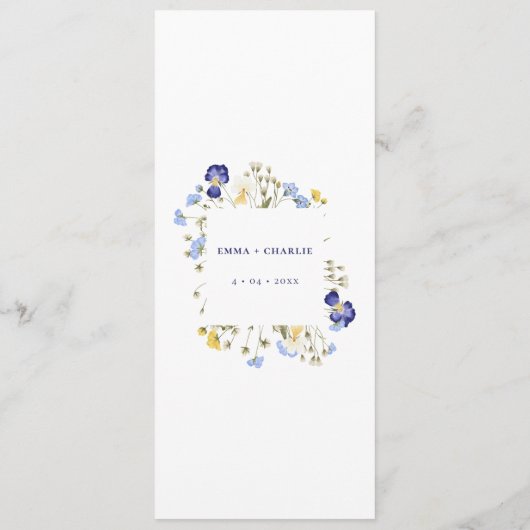 Menu Élégant fleur sauvage Boho Mariage de script (Dos)