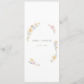 Menu Élégant fleur sauvage Boho Mariage de script (Dos)