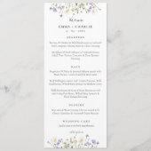 Menu Élégant fleur sauvage Boho Mariage de script (Devant)