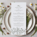 Menu Élégant Fleur sauvage Boho Olive Green Mariage<br><div class="desc">Élégant Boho Fleur sauvage Olive Green Mariage Menu</div>