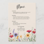 Menu Elégant Fleur sauvage coloré Mariage beige (Devant)