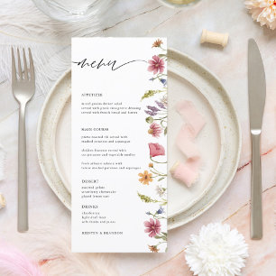 Menu Elégant Fleur sauvage d'aquarelle Floral Mariage M