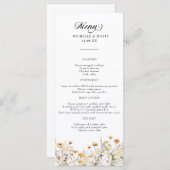 Menu Élégant Fleur sauvage de calligraphie Mariage (Devant / Derrière)