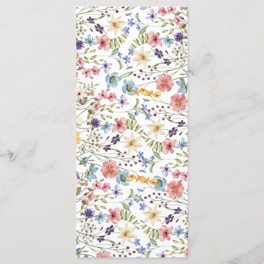 Menu Élégant Fleur sauvage de printemps simple Mariage (Dos)