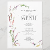 Menu Élégant Fleur sauvage Floral Mariage (Devant)