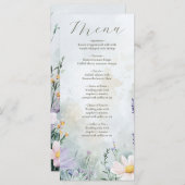 Menu Élégant Fleur sauvage Meadow Blush Pink Mariage (Devant / Derrière)
