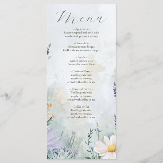 Menu Élégant Fleur sauvage Meadow Blush Pink Mariage (Devant)