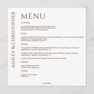 Menu Élégant Fleur sauvage moderne blanc & Mariage de b