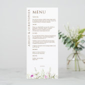 Menu Élégant Fleur sauvage moderne blanc & Mariage de b (Debout devant)