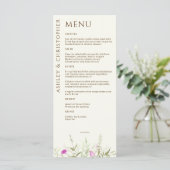 Menu Élégant Fleur sauvage moderne Mariage off-White (Debout devant)