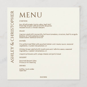Menu Élégant Fleur sauvage moderne Mariage off-White