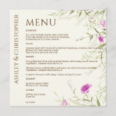 Menu Élégant Fleur sauvage moderne Mariage off-White (Devant)