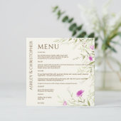 Menu Élégant Fleur sauvage moderne Mariage off-White (Debout devant)