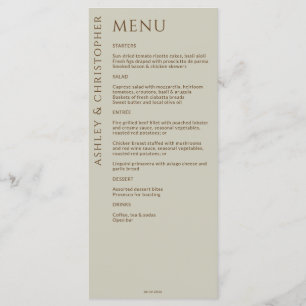 Menu Élégant Fleur sauvage moderne Taupe Mariage