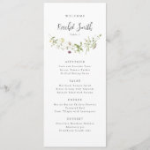 Menu Elégant Fleur sauvage Rustic Boho Mariage Nom d'hô (Devant)