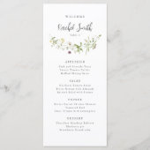 Menu Elégant Fleur sauvage Rustic Boho Mariage Nom d'hô (Devant)