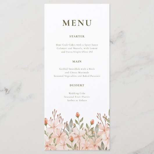 Menu Élégant Fleur sauvage simple (Devant)