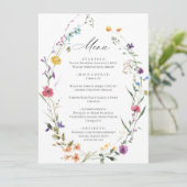 Menu Elégant Fleurs sauvages d'aquarelle Boho Mariage D (Debout devant)