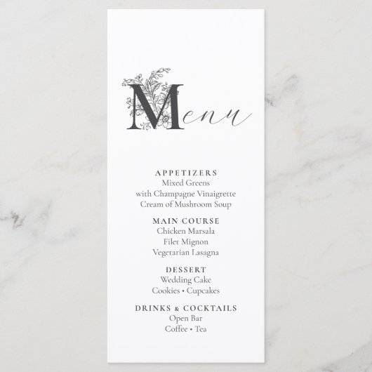 Menu Elegant Floral (Voorkant)